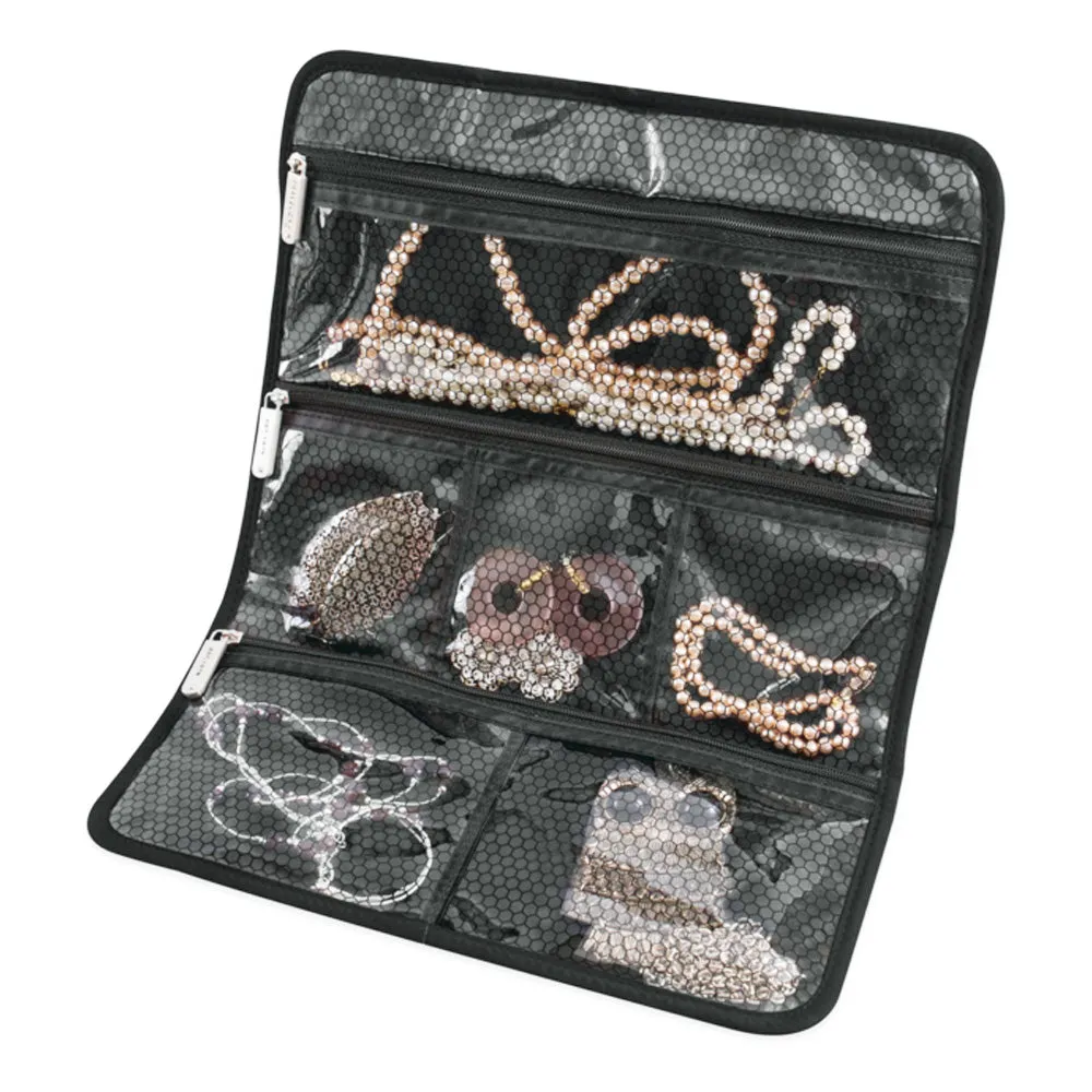1 Jewelry Roll Black Holder Storage Necklace Chain Ring Bracelet Travel Display