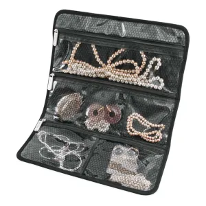 1 Jewelry Roll Black Holder Storage Necklace Chain Ring Bracelet Travel Display