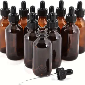 12pcs 30ml Amber Glass Essential Oil Bottles | Light-Proof with Dropper