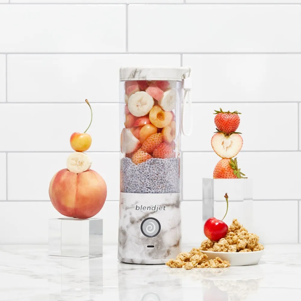 BLENDJET V2 Portable Blender - World's Most Powerful Compact 16Oz BPA Free Blender - Print - White Marble