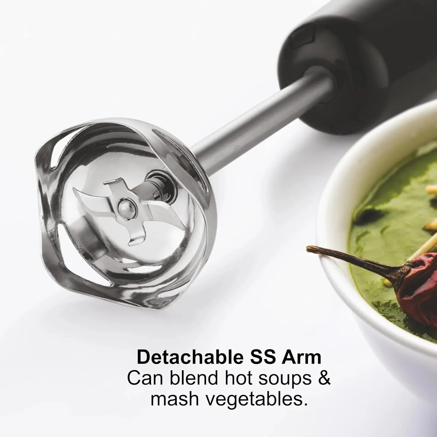 Glen SA4063HBBL Electric Turbo Hand Blender Black 350W with Stainless Steel Arm - Black