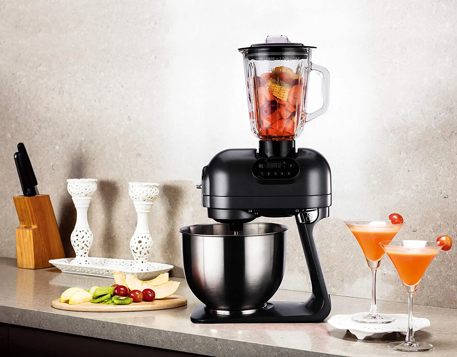 Hafele Klara Highline with 5.5L Mixing Bowl, 3 Mixing Attachments Grey