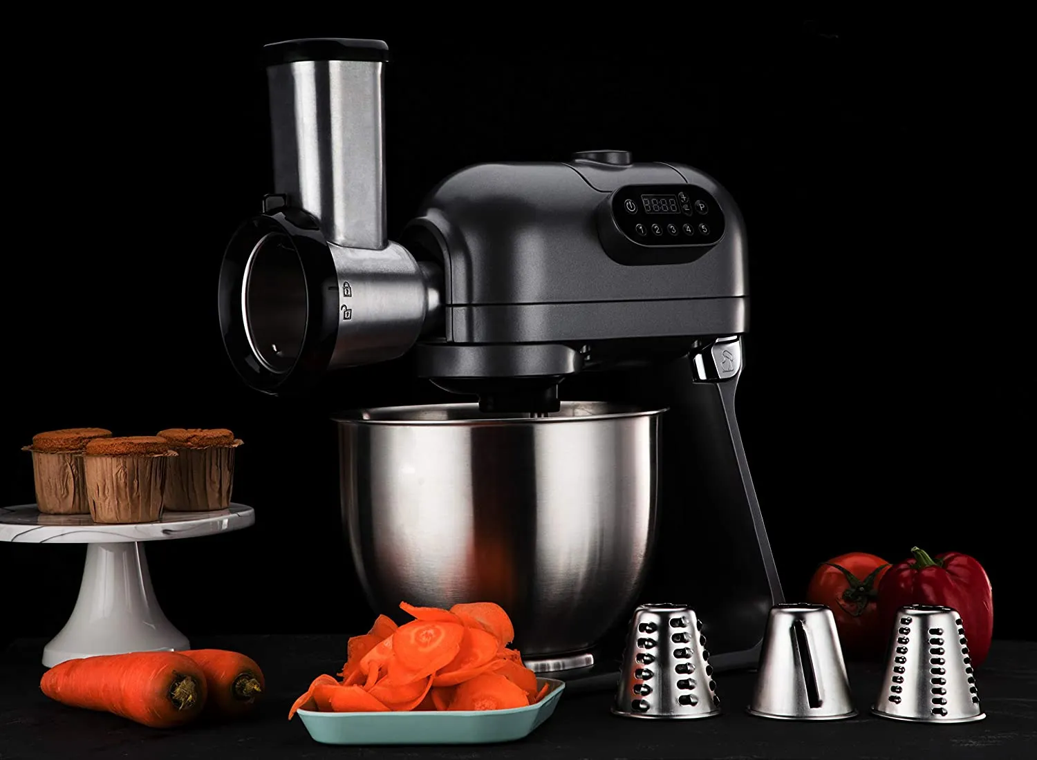 Hafele Klara Highline with 5.5L Mixing Bowl, 3 Mixing Attachments Grey