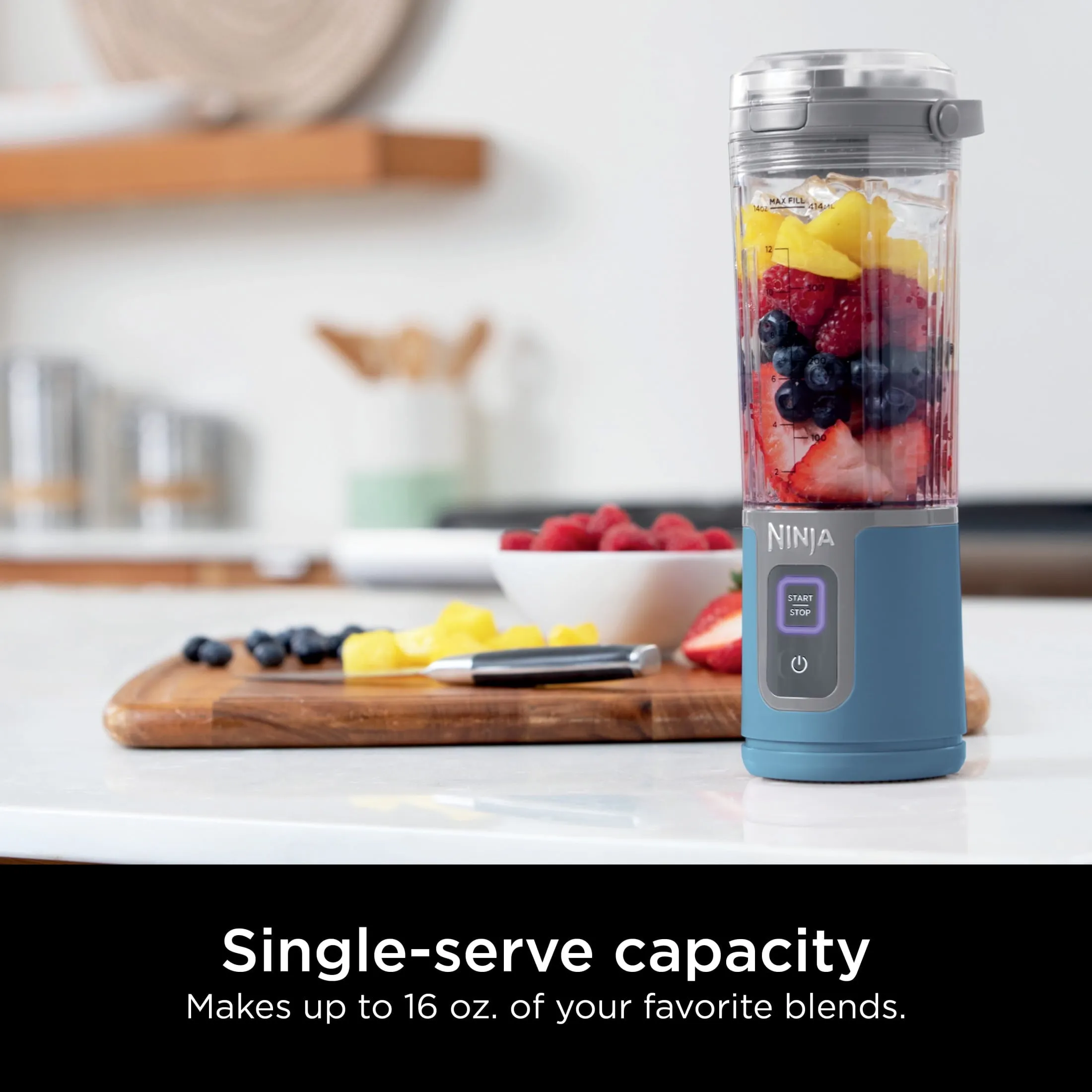 Ninja Blast 16 oz. Personal Portable Blender with Leak Proof Lid and Easy Sip Spout, Perfect for Smoothies, Denim Blue, BC100NV