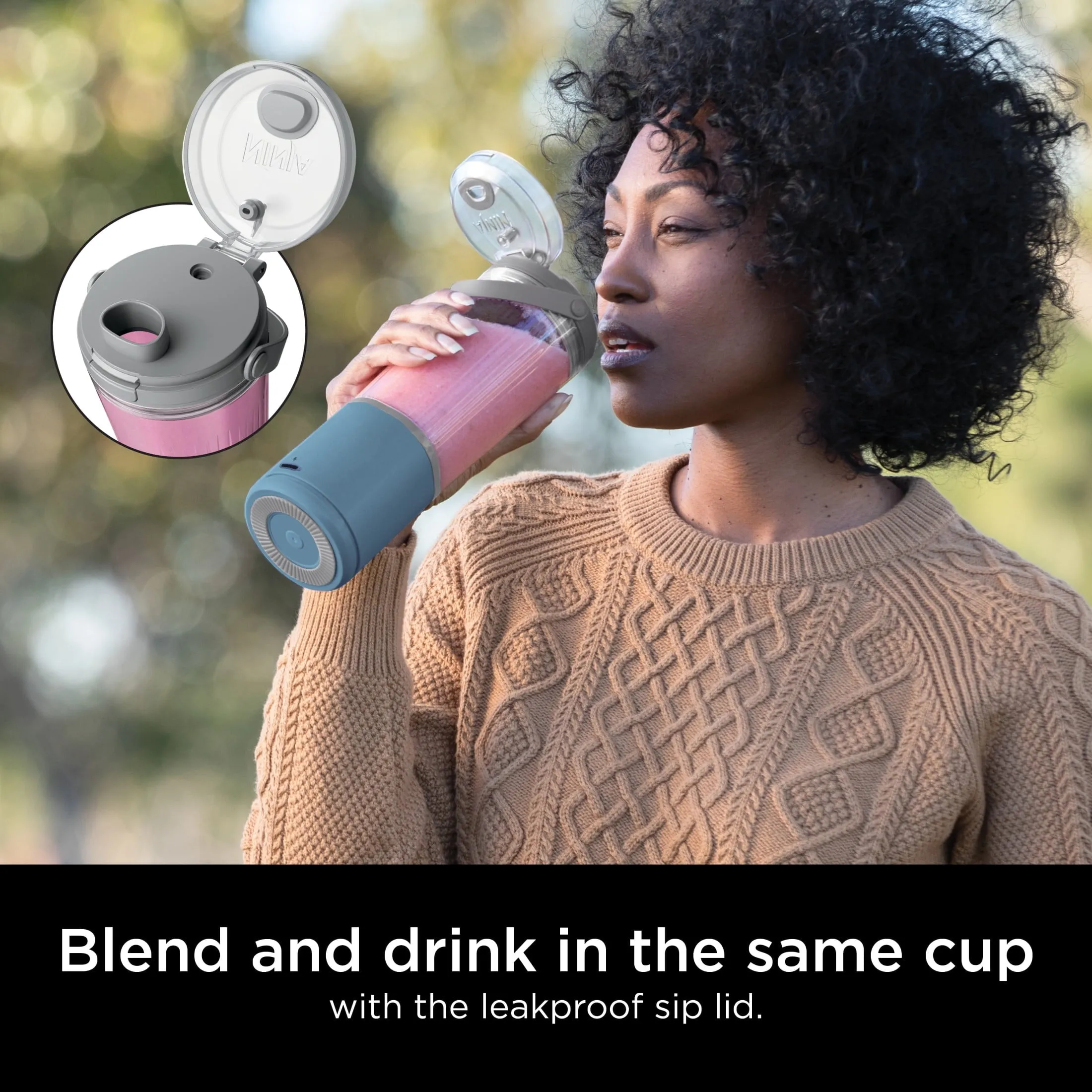 Ninja Blast 16 oz. Personal Portable Blender with Leak Proof Lid and Easy Sip Spout, Perfect for Smoothies, Denim Blue, BC100NV